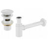 Mexen halve sifon voor wastafel rond met klik-klak plug, met overloop, wit - 7992050-20
