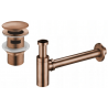 Mexen half-basin round sink trap with click-clack plug, with overflow, rose gold - 7992050-60