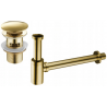 Mexen demi-siphon de lavabo rond avec bouchon clic-clac, avec trop-plein, doré - 7992050-50