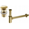 Mexen round washbasin half-siphon with click-clack plug, with overflow, gold - 7992050-50