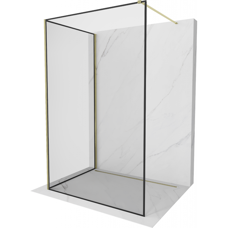 Mexen Kioto ścianka prysznicowa Walk-in 100 x 80 cm, czarna ramka, złota - 800-100-212-50-70-080