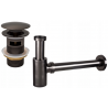 Mexen halfsifon wastafel rond met click-clack stop, met overloop, gun grey geborsteld - 7992050-66