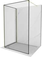 Mexen Kioto duša sienas Walk-in 90 x 90 cm, melns rāmis, zelta - 800-090-212-50-70-090