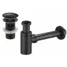 Mexen demi-siphon de lavabo rond avec bouchon clic-clac, avec trop-plein, noir - 7992050-70