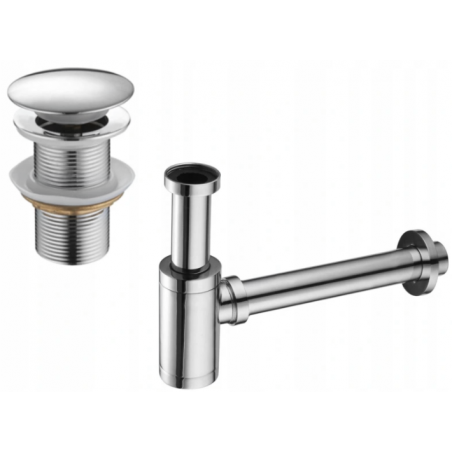 Mexen demi-siphon d'évier rond avec bouchon clic-clac, sans trop-plein, chrome - 7991050-00