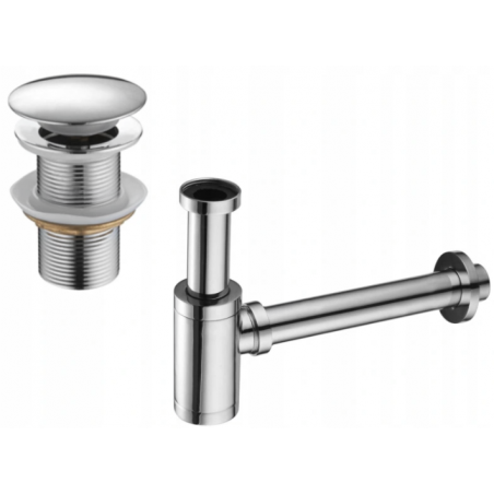 Mexen half-sifon rond voor wastafel met klik-klak stop, zonder overloop, chroom - 7991050-00