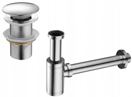 Mexen half-sifon rond voor wastafel met klik-klak stop, zonder overloop, chroom - 7991050-00