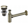 Mexen round washbasin half-siphon with click-clack plug, with overflow, antique brass - 7992050-40