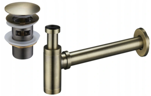 Mexen round washbasin half-siphon with click-clack plug, with overflow, antique brass - 7992050-40