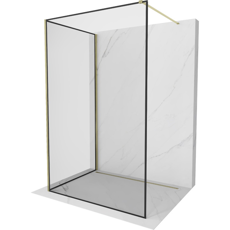 Mexen Kioto dušisein Walk-in 110 x 110 cm, must raam, kuldne - 800-110-212-50-70-110