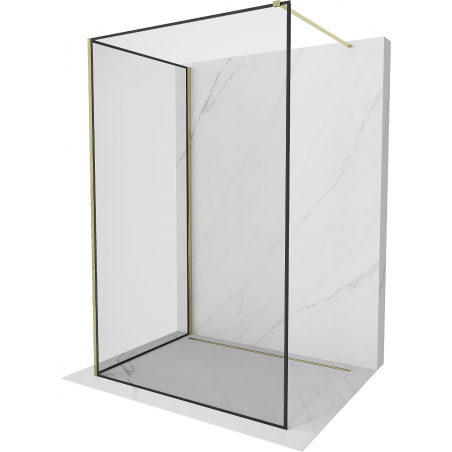 Mexen Kioto Zaslonu tuš Walk-in 110 x 110 cm, crni okvir, zlatni - 800-110-212-50-70-110