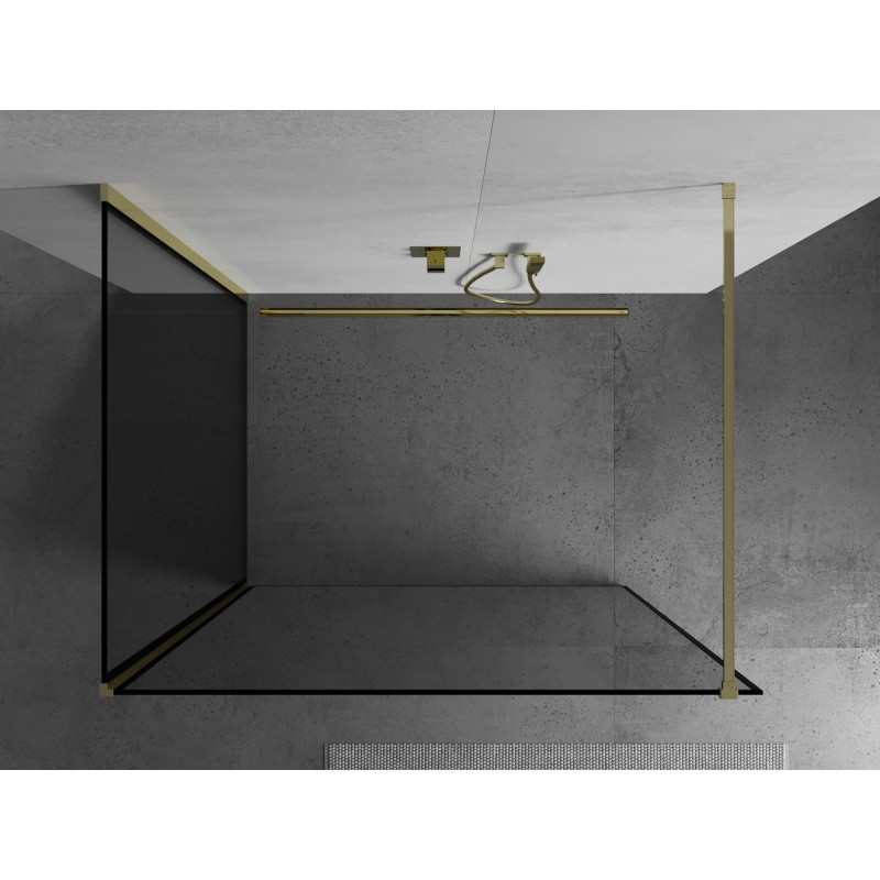Mexen Kioto Zaslonu tuš Walk-in 110 x 110 cm, crni okvir, zlatni - 800-110-212-50-70-110