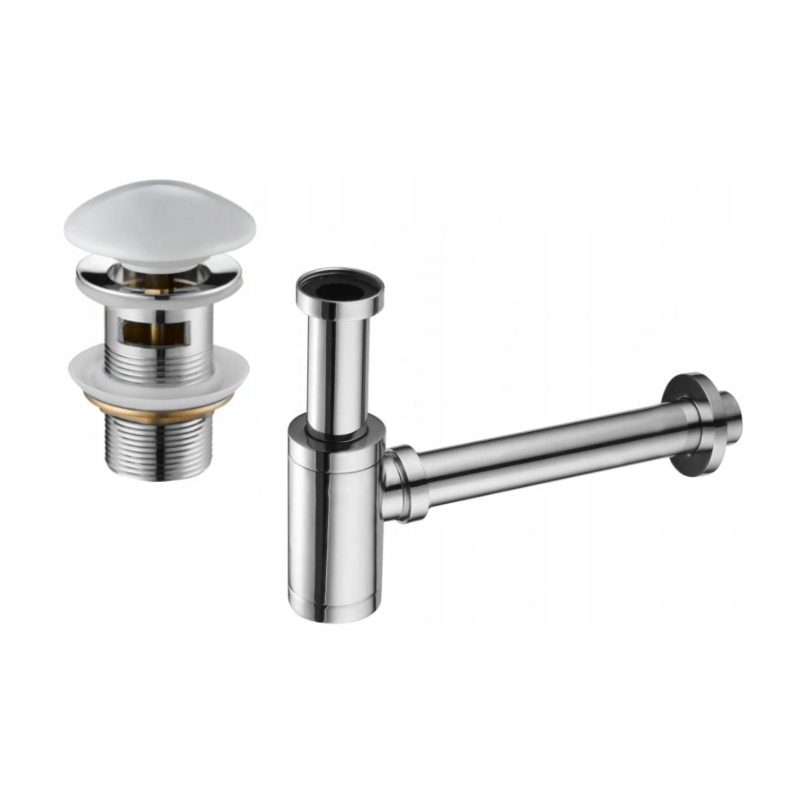 Mexen halbsyphon rund mit keramischem Klick-Klack-Stopfen, mit Überlauf, Chrom/Weiß - 7992050-02
