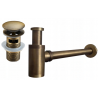 Mexen round washbasin half-siphon with click-clack stopper, with overflow, antique bronze - 7992050-30
