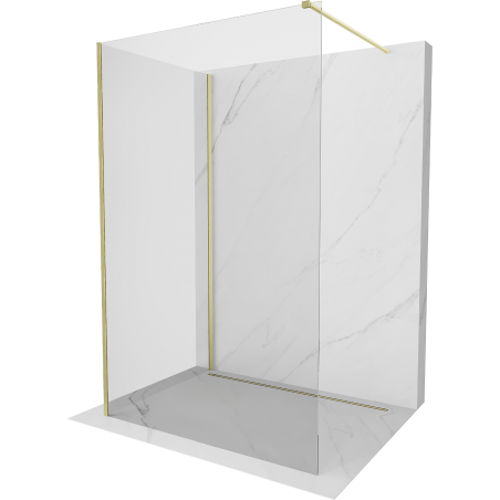 Mexen Kioto Duschwand Walk-in 100 x 70 cm, transparent, gebürstetes Gold - 800-100-212-55-00-070