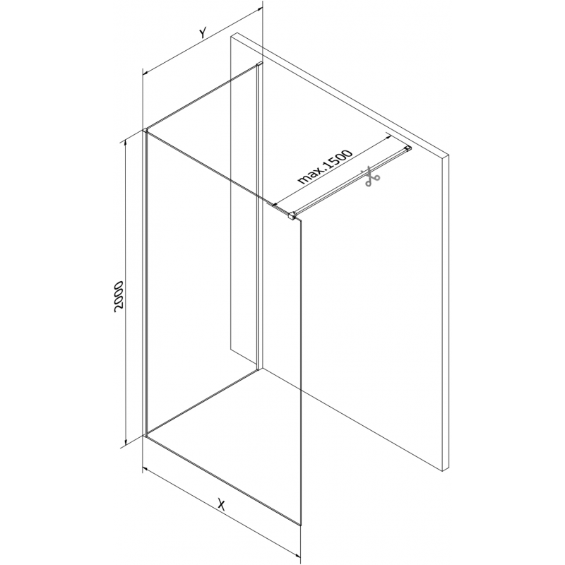 Mexen Kioto Duschwand Walk-in 90 x 70 cm, transparent, gebast Gold - 800-090-212-55-00-070