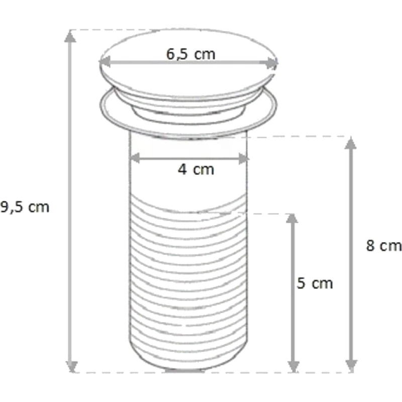 Mexen siphon à demi-lavabo rond avec bouchon en céramique clic-clac, sans trop-plein, blanc - 7991050-25
