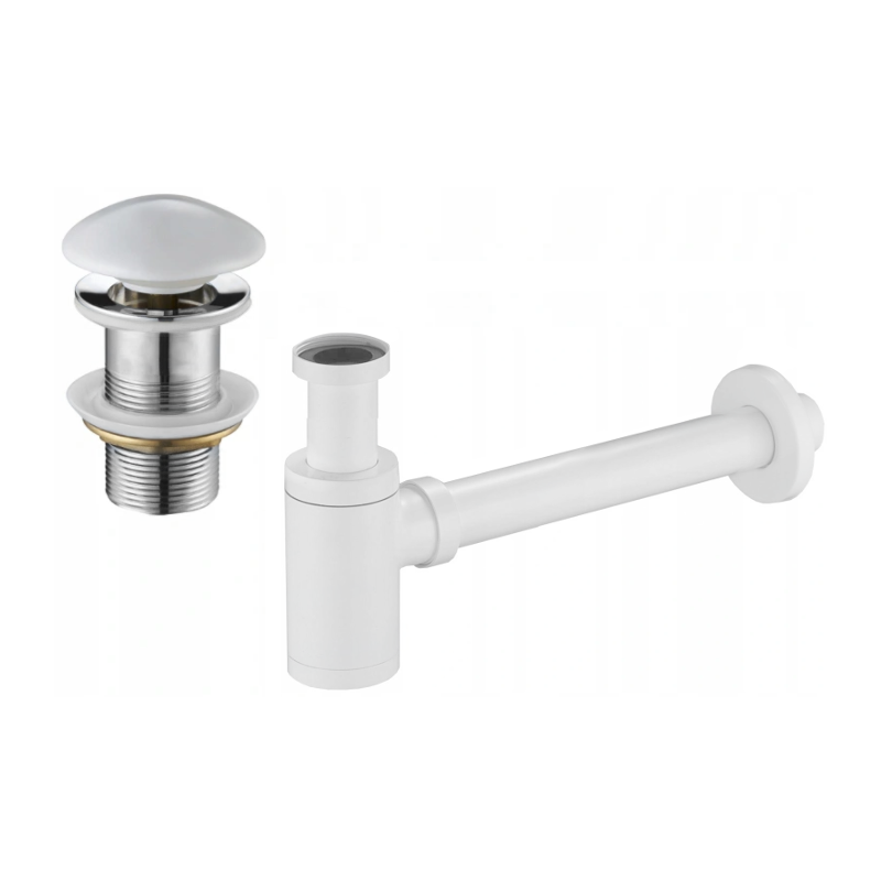 Mexen półsyfon umywalkowy okrągły z korkiem ceramicznym klik-klak, bez przelewu, biały - 7991050-25