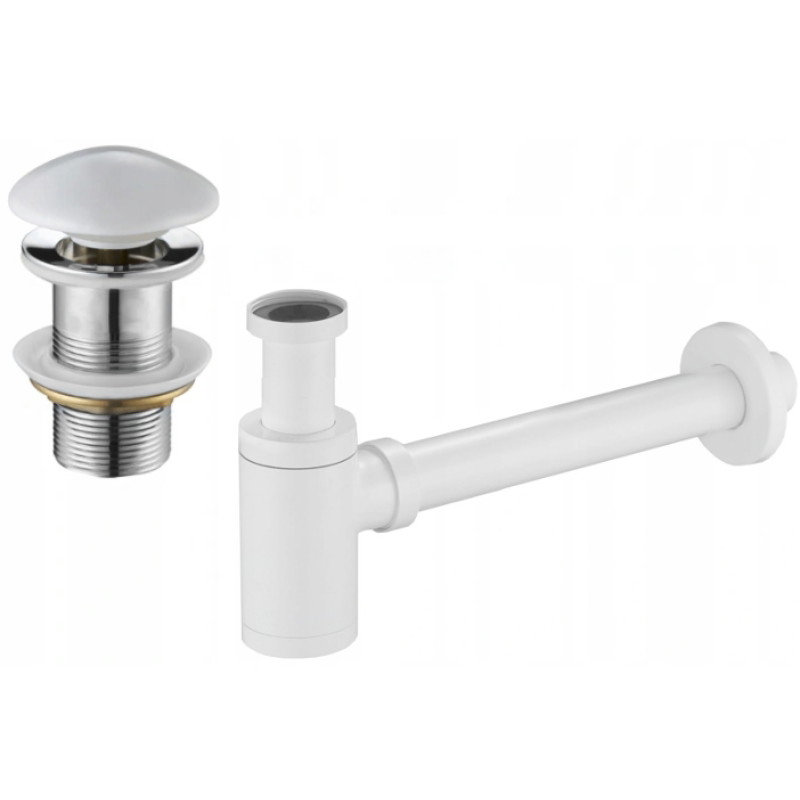 Mexen siphon à demi-lavabo rond avec bouchon en céramique clic-clac, sans trop-plein, blanc - 7991050-25