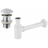 Mexen half-basin round siphon with ceramic click-clack plug, no overflow, white - 7991050-25