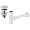 Mexen medio sifón de lavabo redondo con tapón cerámico clic-clac, sin rebosadero, blanco - 7991050-25