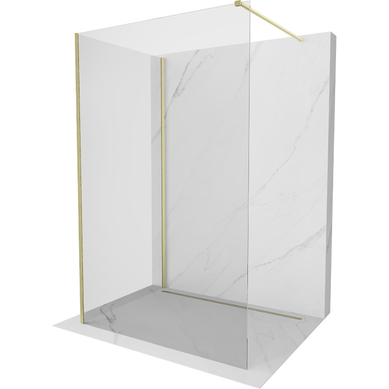 Mexen Kioto Walk-in tuš paravan 130 x 75 cm, proziran, zlatno brušeni - 800-130-212-55-00-075