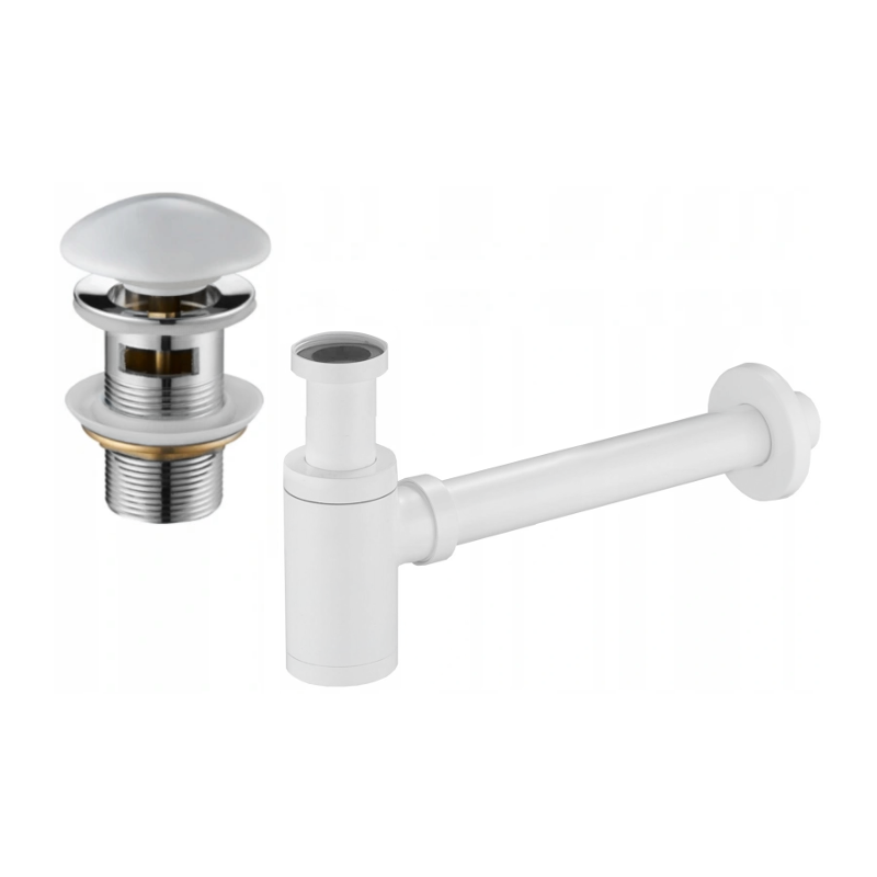 Mexen półsyfon umywalkowy okrągły z korkiem ceramicznym klik-klak, z przelewem, biały - 7992050-25