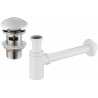 Mexen half-basin round siphon with ceramic click-clack plug, with overflow, white - 7992050-25