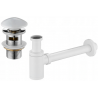 Mexen medio sifón de lavabo redondo con tapón cerámico clic-clac, con rebosadero, blanco - 7992050-25
