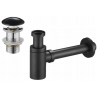 Mexen semi-siphon round washbasin with ceramic click-clack plug, without overflow, black - 7991050-75