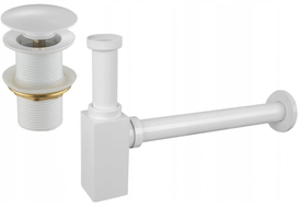 Mexen halve sifon voor wastafel vierkant met klik-klak stop, zonder overloop, wit - 7991060-20
