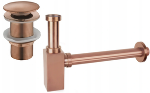 Mexen semisifone per lavabo quadrato con tappo clic-clac, senza troppo pieno, oro rosa - 7991060-60