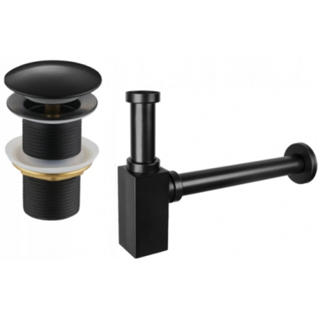 Mexen square basin trap with click-clack waste, without overflow, black - 7991060-70