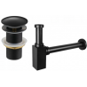 Mexen demi-siphon de lavabo carré avec bouchon clic-clac, sans trop-plein, noir - 7991060-70