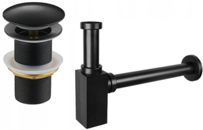 Mexen demi-siphon de lavabo carré avec bouchon clic-clac, sans trop-plein, noir - 7991060-70