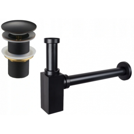 Mexen semisifone lavabo quadrato con tappo click-clack, senza troppopieno, nero antico- 7991060-79
