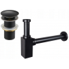 Mexen semisifone lavabo quadrato con tappo click-clack, senza troppopieno, nero antico- 7991060-79