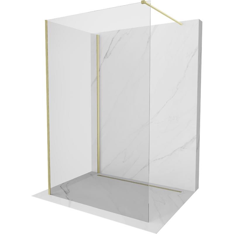 Mexen Kioto parede de duche Walk-in 120 x 95 cm, transparente, dourada escovada - 800-120-212-55-00-095
