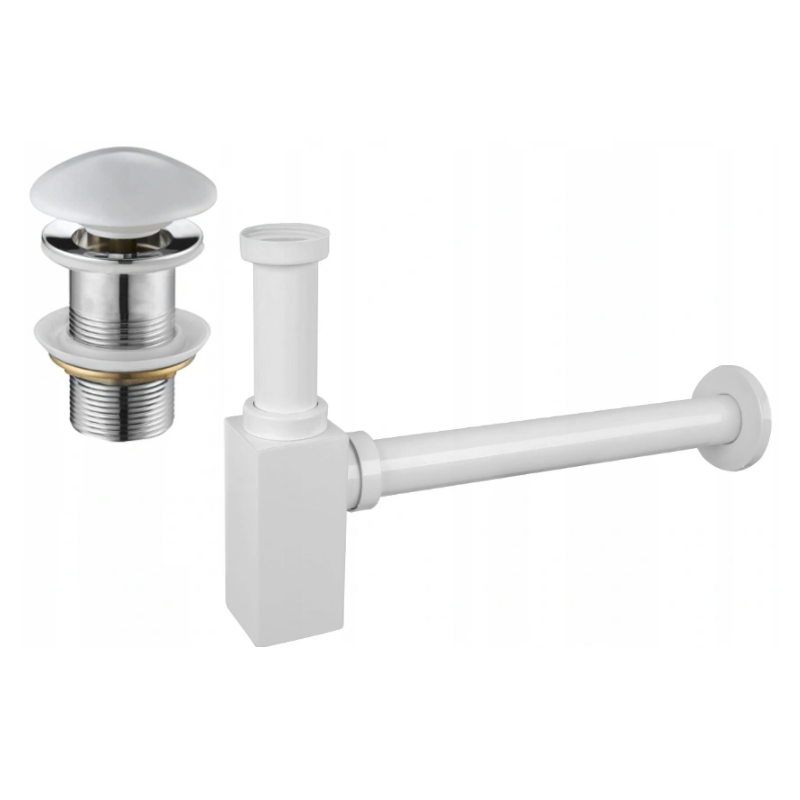 Mexen halve wastafel plug vierkant met keramische klik-klak stop, zonder overloop, wit - 7991060-25