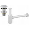 Mexen square washbasin half trap with ceramic click-clack plug, without overflow, white - 7991060-25