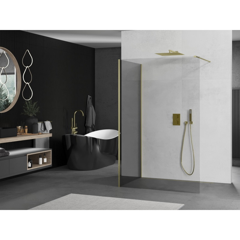 Mexen Kioto Staklena tuš stijena Walk-in 120 x 100 cm, prozirna, zlatno četkana - 800-120-212-55-00-100