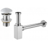 Mexen half-sifon wastafel vierkant met keramische klik-klak stop, zonder overloop, chroom/wit - 7991060-02