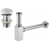 Mexen square half-siphon for washbasin with click-clack ceramic plug, without overflow, chrome/white - 7991060-02