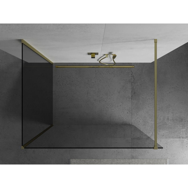 Mexen Kioto Στήριγμα ντους Walk-in 110 x 95 cm, διαφανές, χρυσό βουρτσισμένο