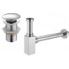 Mexen halve wastafelsifon vierkant met klik-klak plug, zonder overloop, chroom - 7991060-00