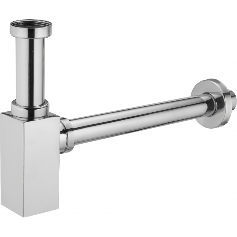 Mexen Quadratischer Waschbecken-Halbsiphon, Chrom - 79960-00