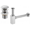 Mexen demi-siphon de lavabo carré avec bouchon clic-clac, avec trop-plein, chrome - 7992060-00