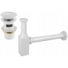 Mexen washbasin square bottle trap with click-clack plug, with overflow, white - 7992060-20