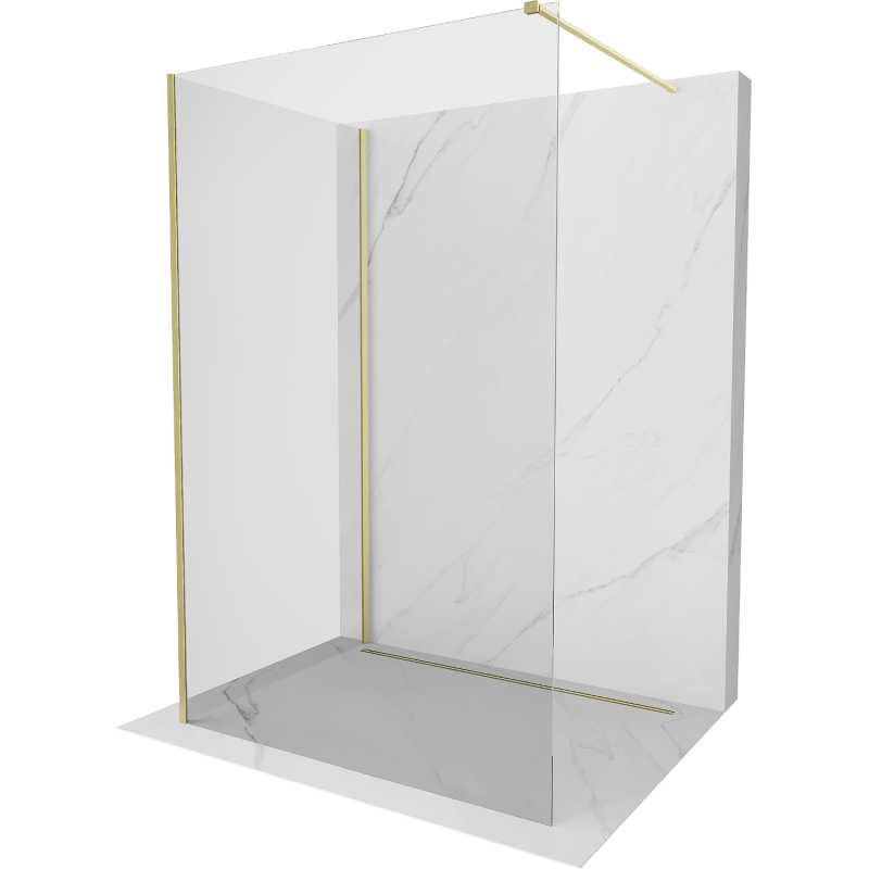 Mexen Kioto Walk-in Shower Wall 105 x 90 cm, Transparent, Brushed Gold - 800-105-212-55-00-090