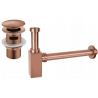Mexen sifón de lavabo cuadrado con tapón clic-clac, con rebosadero, oro rosa - 7992060-60